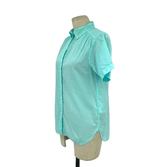 J. Crew‎ Classic-Fit Short-Sleeve Lightweight Cotton Poplin Shirt Blue Size 0 - Picture 4 of 9